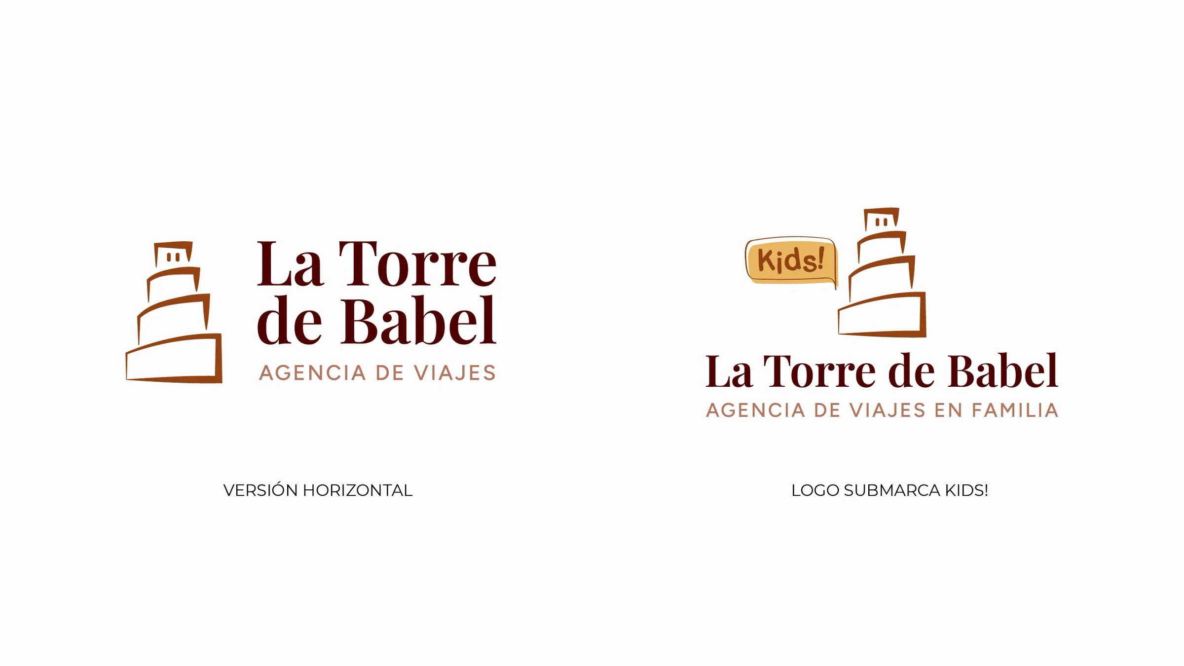 Versión horizontal del logotipo de La Torre de Babel y logotipo de la submarca Kids